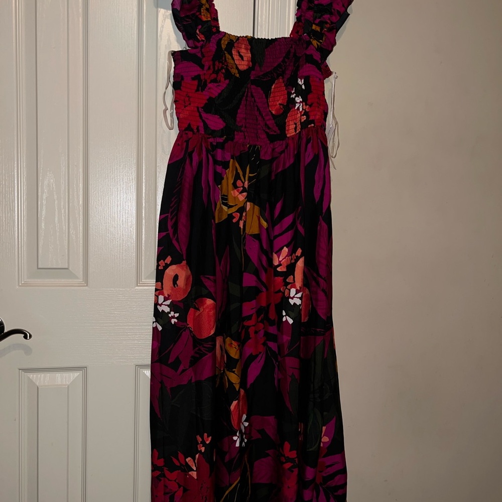 Floral Maxi Dress in Pink and Black